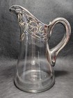 Antique Art Nouveau Silver Overlay Blown Glass Pitcher  9 1 2in  Engraved Silver