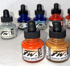 16 Daler Rowney Fw Acrylic Artists Ink Dropper Top Bottles  Various Colors  Full