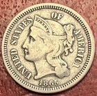 1865 Three Cent Nickel  Better Grade  Free Shipping