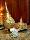 Handmade Moroccan Brass Lamp     Intricately Handwoven Filigree Lantern Antique