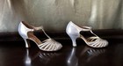 1920s Silver Flapper Art Deco T Strap Heels Shoes Paris Fashions 5th Ave Dance