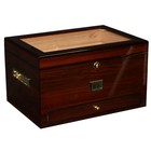 100ct Ewt High Gloss Glass Top Humidor W  Drawer