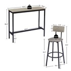 Bar Table Set With 2 Bar Stools Pu Soft Seat With Backrest  Grey
