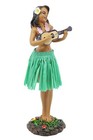 Hawaiian Hula Lady W Ukulele Dashboard Doll -7  Car Doll  Hawaii Souvenir  Green