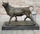Majestic Bronze Statue Cow Bull Classic Bronze Sculpture  Signed Barye Artwork