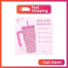 Sandjest Leopard Print Kid 20oz Tumbler With Handle And Silicone Straw Lid  Insu