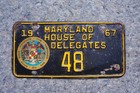 1967 Maryland License Plate - House Of Delegates Political   48