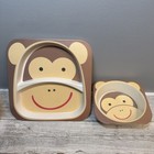 Kids Monkey Divided Plate And Bowl Set Melamine