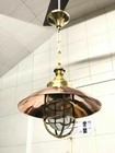 Nautical Passageway Bulkhead Brass Hanging Cargo Light With Copper Shade
