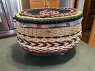 Beautiful Vintage Hand Made Oval Sewing Basket  Padded Top And Inside Gypsy Look