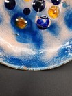 Vtg Blue With Raised Dots Enamel On Copper Bowl Abstract Mcm Please Read Descrip