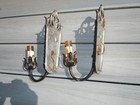 A Vintage Pair Of Art Decco Black Cast Metal Wall Sconce Light Fixtures