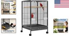 30    Wrought Iron Bird Cage With Rolling Stand For Conures   Lovebirds - Black