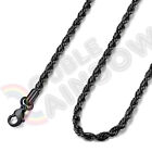 Men Women s Stainless Steel Black Plated 2mm 3mm 4mm 5mm Rope Necklace Chain
