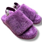 Nwob Ugg Women s Oh Yeah Purple Glitter Fluff Slingback Sandal Slides Us 7