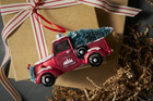 Demdaco Vintage Red Truck With Tree 6 5 X 2 Blown Glass Christmas Ornament