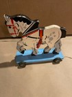 Vintage  Wooden Horse Pony Pull Along Toy With Cart Made In Western Germany
