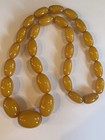 Bakelite Catalin Graduated Bead Necklace Butterscotch Swirl - 24    - 95g - Vtg