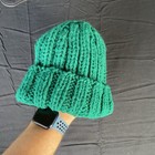 Green Chunky Knit Beanie Hat Winter Warm Thick Soft Stretchy Unisex Cap