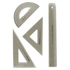 College Combination Set - Triangle  Protractor   Ruler Set - Transparent Smoke