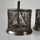 Vintage Soviet Russian Set Of 2 Podstakannik Tea Cup Holders Ussr Filigree  6220