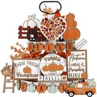  23 Pcs Fall Tiered Tray Decoration Set Thanksgiving Pumpkin Maple Leaf Truck 