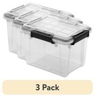  3 Pack  Sterilite Small Gasket Box  19 Quart Waterproof Clear Plastic Storage B