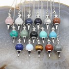 Natural Gemstone Crystal Pendulum Healing Dowsing Healing Reiki Pendant Necklace