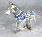 Cloisonne Enamel Horse Figurine White Green Blue 4-1 4 Inch Tall Chinese