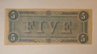 1864 - 5 Dollar Confederate States Of America Note  free Ship   Ln576