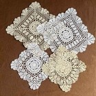 4pcs Vintage Cotton Hand Crochet Lace Doilies Square Table Mats Flower Placemat