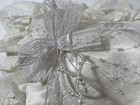 Vintage Ivory Wedding White Lacey Ring Bearer Pillow With Wire Beaded Ring Ties