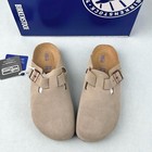 Birkenstock Boston Women s Soft Footbed Taupe Suede Clogs Sandals Narrow
