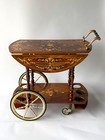 Vintage Sorrento  Italy Bar Cart With Beautiful Flower Wood Inlay