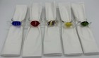 Vintage Murano 5 Blown Glass Candy Napkin Rings Blue Red Yellow Green Multi