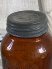 Vintage Or Antique Amber Glass Quart Jar Duraglas With Ball Zinc Metal Lid