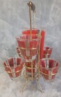 Vtg Culver Thai Princess Goddess Red Gold Decanter 6 Shot Glasses Bar Set Read