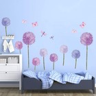 Purple Dandelions Wall Stickers Butterflies Flower Wall Decals Wall Art Decor   
