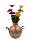 Vintage Hammered Copper Bean Pot Urn Brass Handles Egyptian Style Rustic Decor