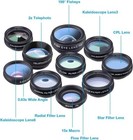 Apexel 10in1 Phone Camera Lens Kit Fisheye Wideangle 2x Telescope Lens For Phone