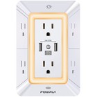 6 Outlet Surge Protector Power Strip With 3 Usb Ports   Night Light  Etl Listed