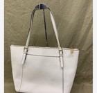 Michael Kors Ciara Large Top Zip Leather Tote Handbag  Optic White 