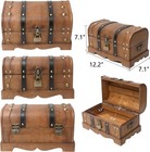 Rustic Wooden Treasure Chest With Lock - Vintage Decorative Box  12 2  Brown
