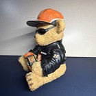 The Home Depot Nascar Bear Coin Bank Figurine  20 Race Car Orange Nib