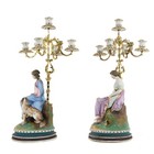 Antique Italian Pair Of Bisque Figurines
