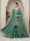 Women s Embroidered Kurti Palazzo Set Dupatta Indian Wedding Party Wear