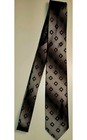 The Custom Shop Shirtmakers Taupe Black Squares Vintage Silk Skinny Necktie Tie