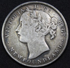 1870 Newfoundland Canada 20 Cent 50k Mintage Fine Plus Km 4 Free Shipping