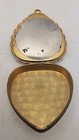 Vintage 1940-50s La Mode Heart Shape Floral Gold Tone Makeup Mirror Compact Rare