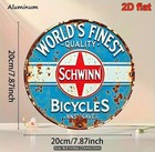 2026 Colorful Flat Metal Sign Schwinn World s Finest Quality Bicycles 7 8  Round